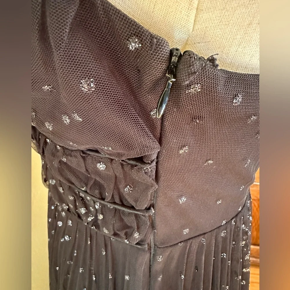 Betsey Johnson black beaded spaghetti strap tulle dress w/Greek waist Size 4 - Picture 5 of 6